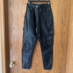 Strategé Pour Le Sport 100% Genuine Leather Pants 7/8 High Waisted Streetwear